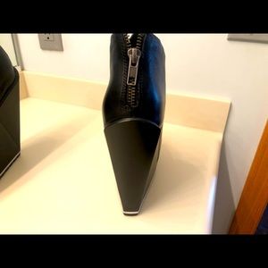 United nude platform bootie black white accent